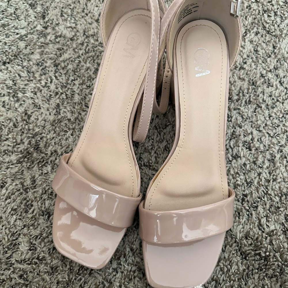 Elegant Nude Patent Leather Women's Sandals